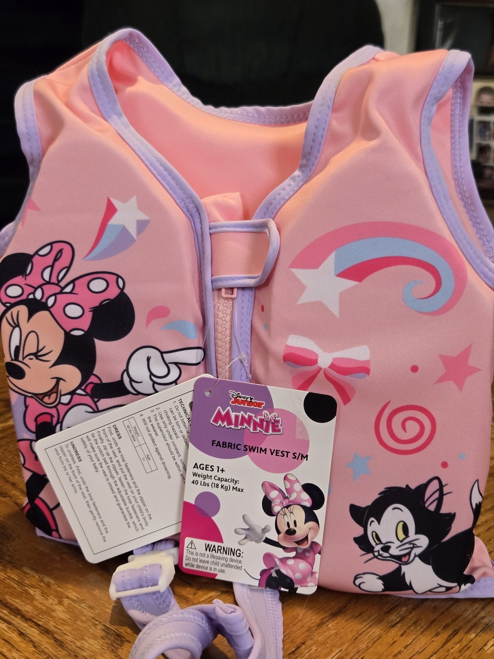 Disney Minnie Mouse Pink and Lavender Kids Swim Bib Vest